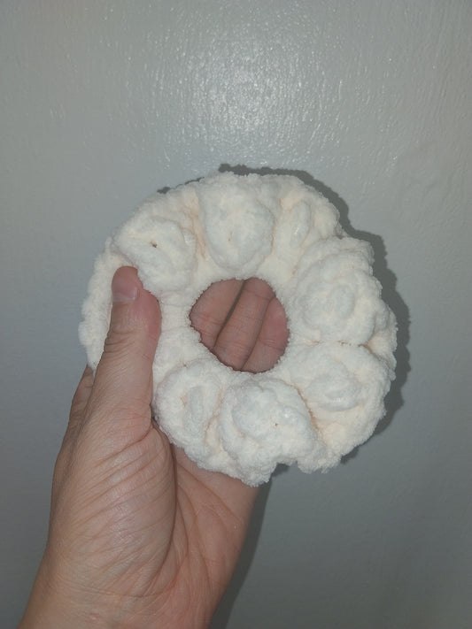 Large Cream Chenille Hair Scrunchie