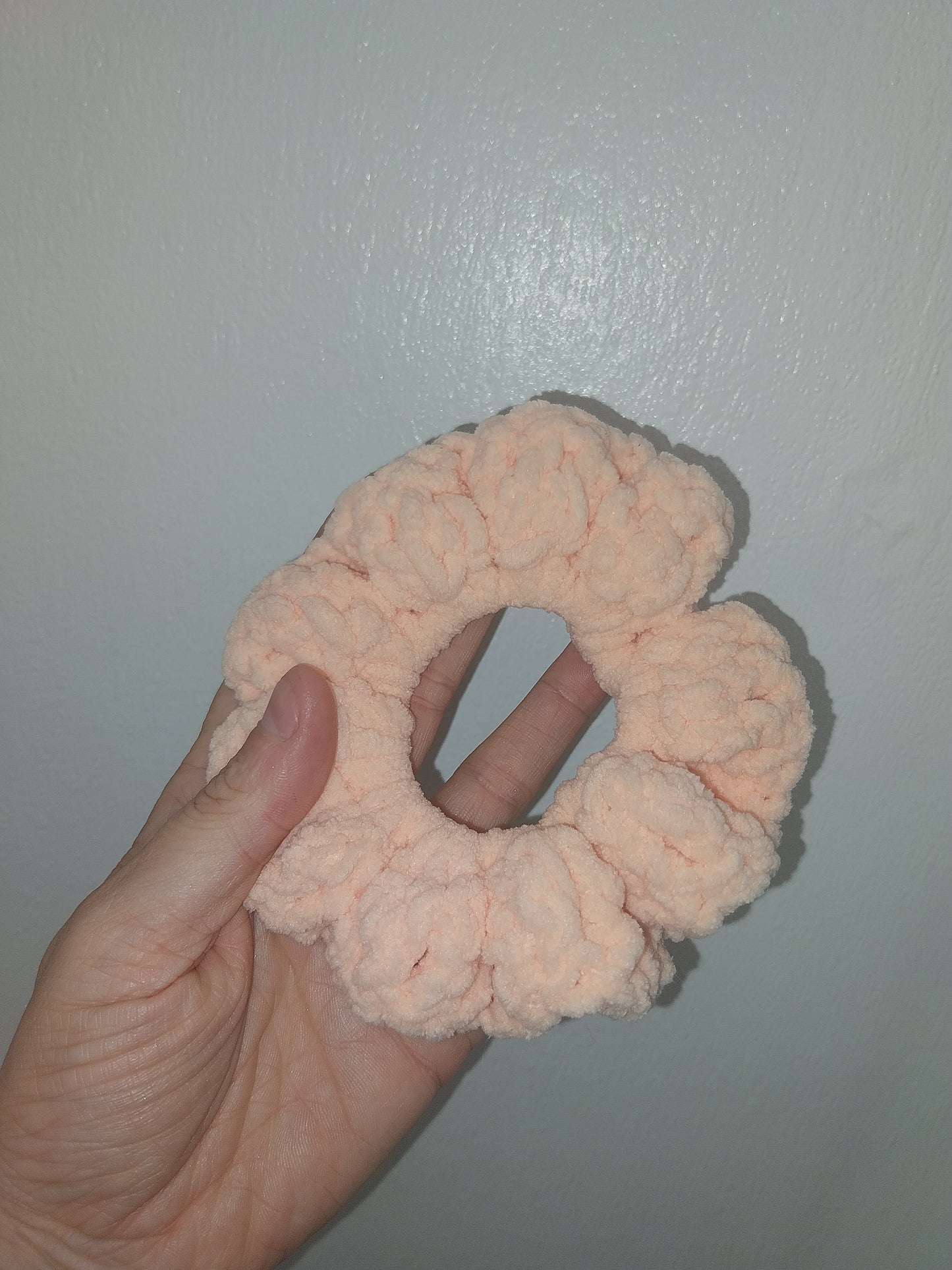 Large Peach Chenille Hair Scrunchie