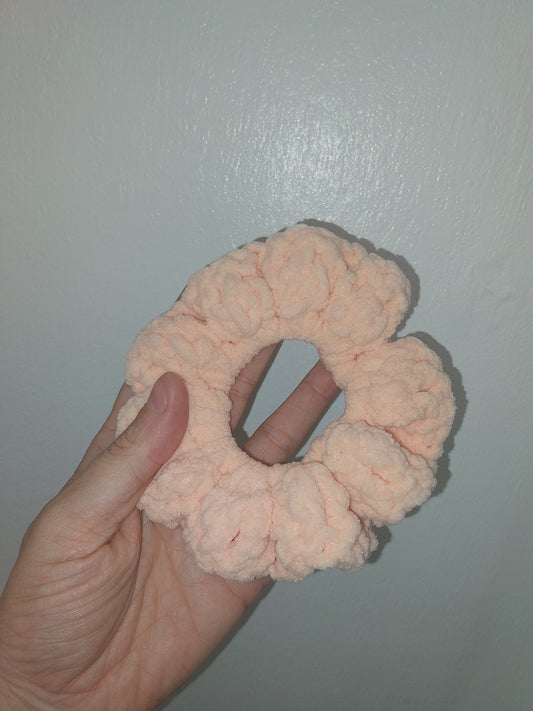 Large Peach Chenille Hair Scrunchie